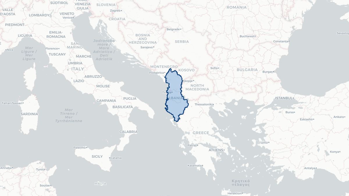 Karta over Albanien