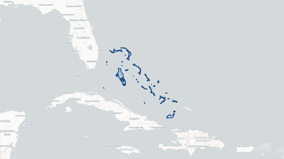 Karta over Bahamas