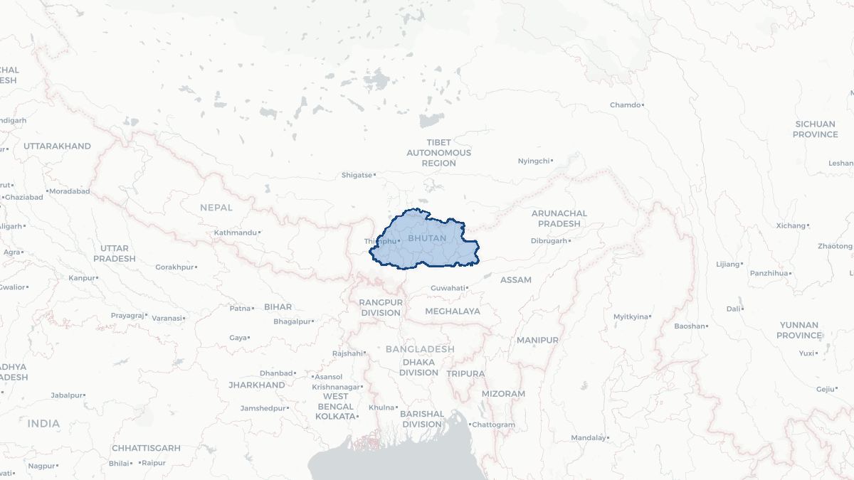Karta over Bhutan