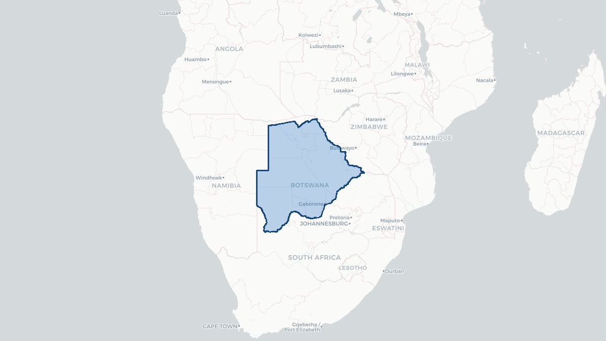 Karta over Botswana