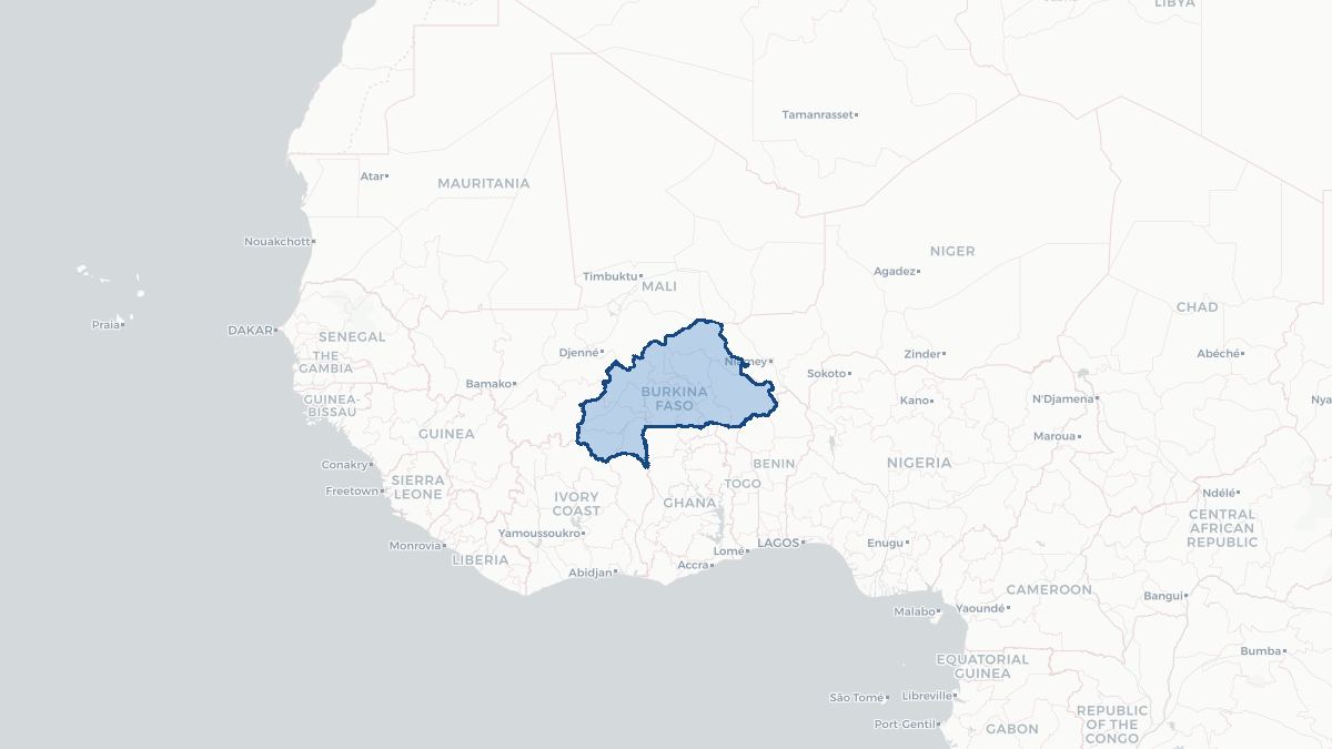 Karta over Burkina Faso