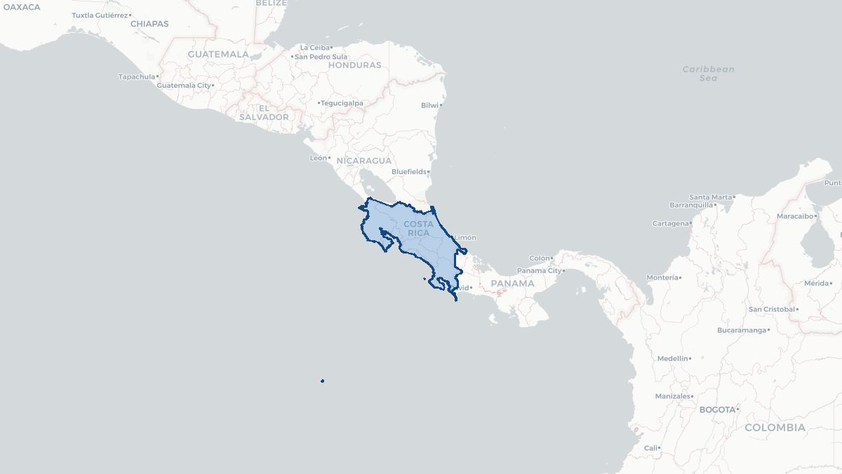 Karta over Costa Rica