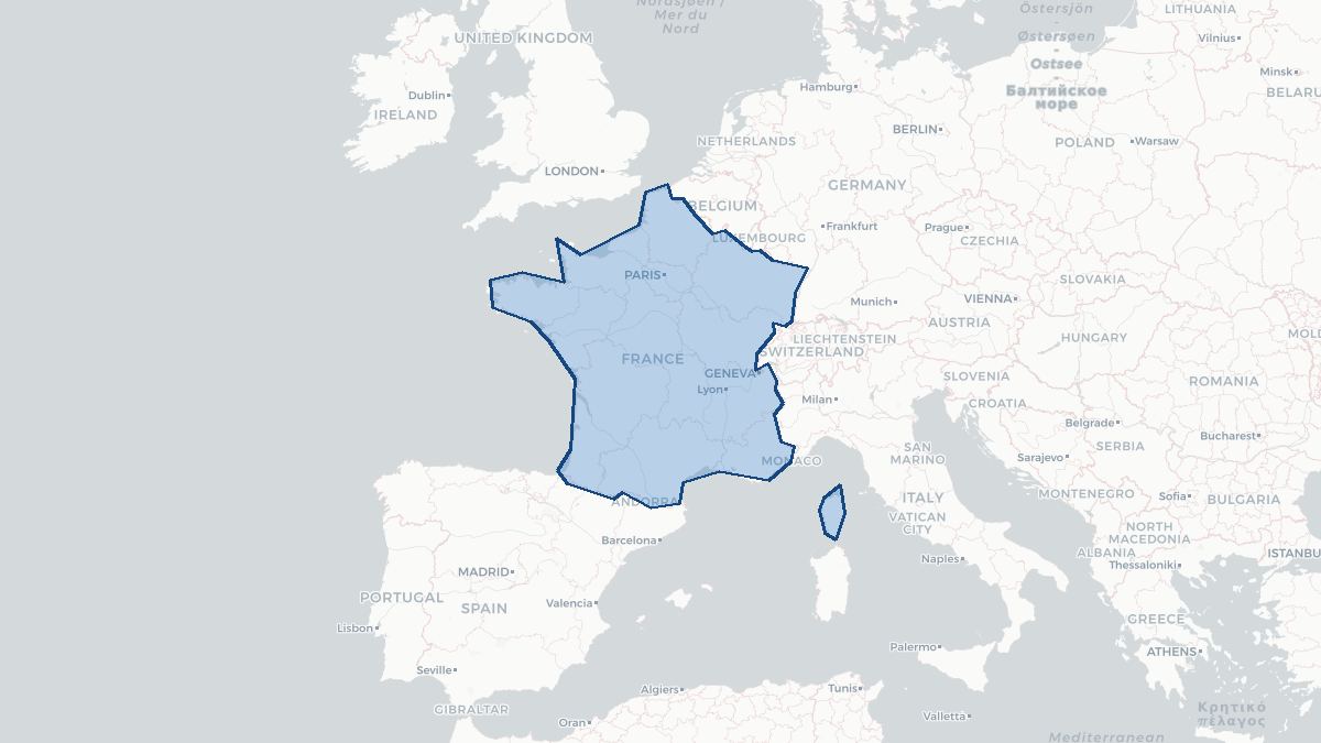 Karta over Frankrike