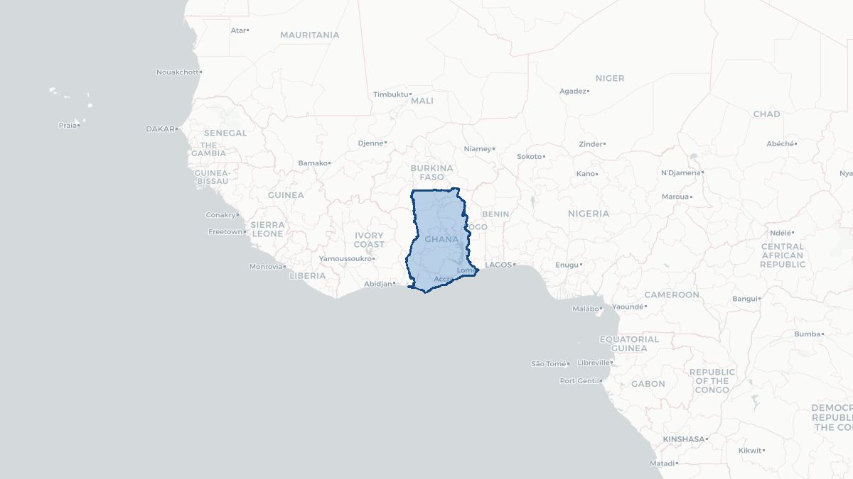 Karta over Ghana