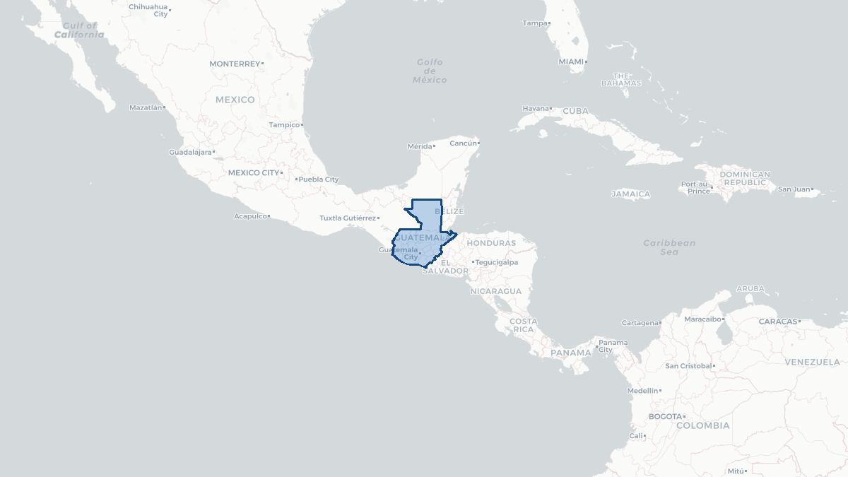 Karta over Guatemala