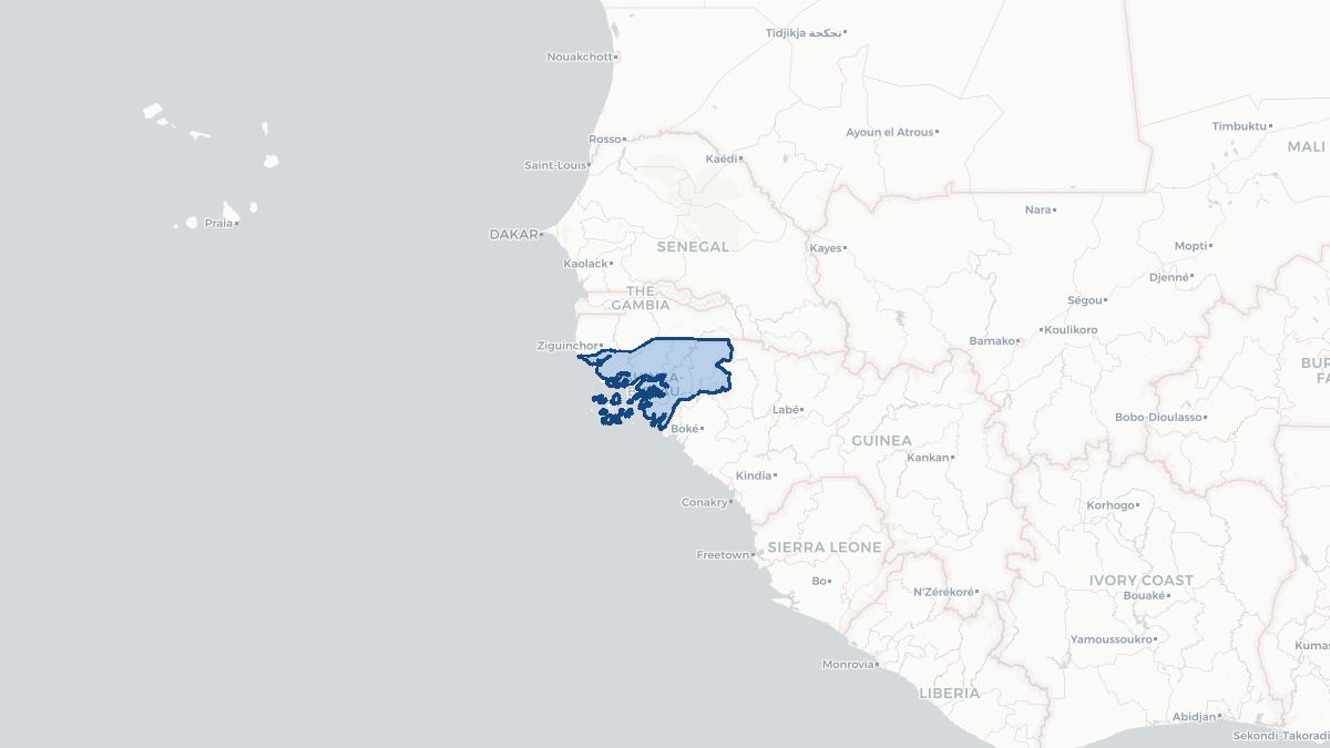 Karta over Guinea-Bissau