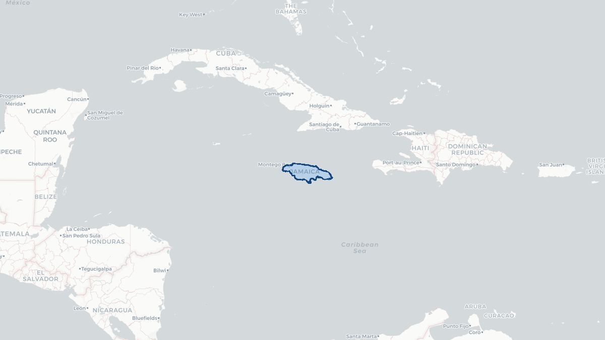 Karta over Jamaica