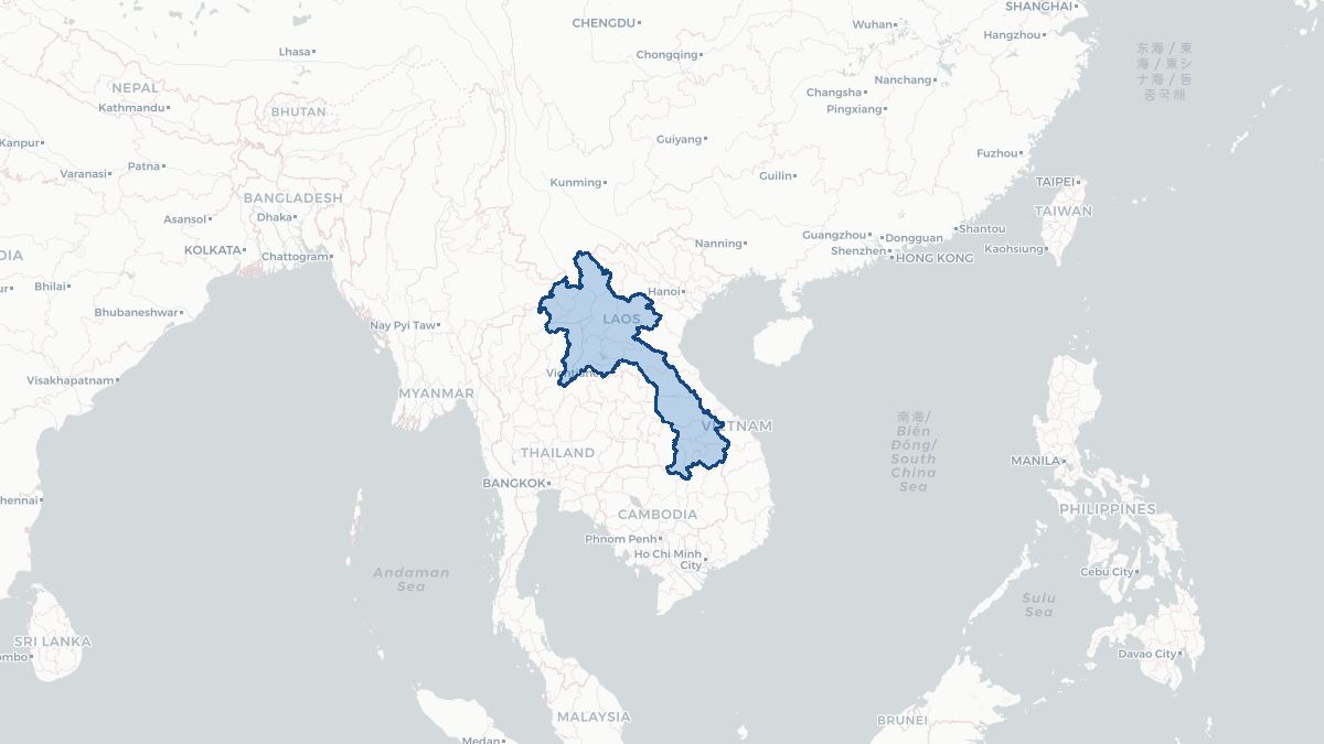 Karta over Laos