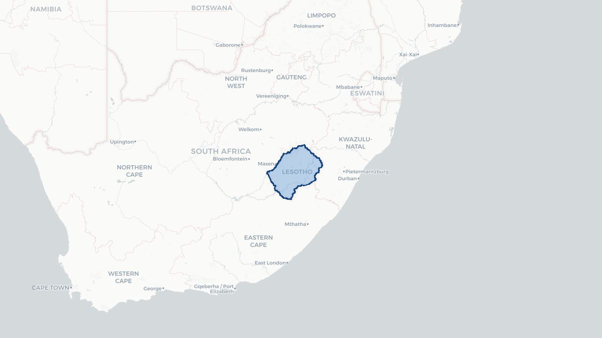Karta over Lesotho