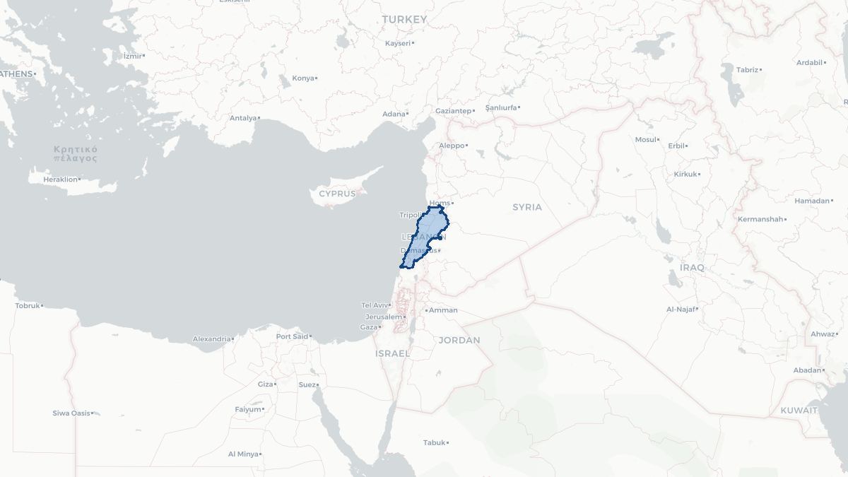 Karta over Libanon