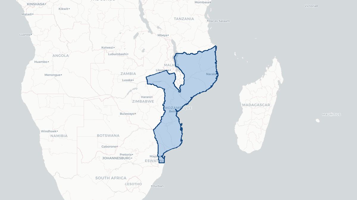 Karta over Mocambique
