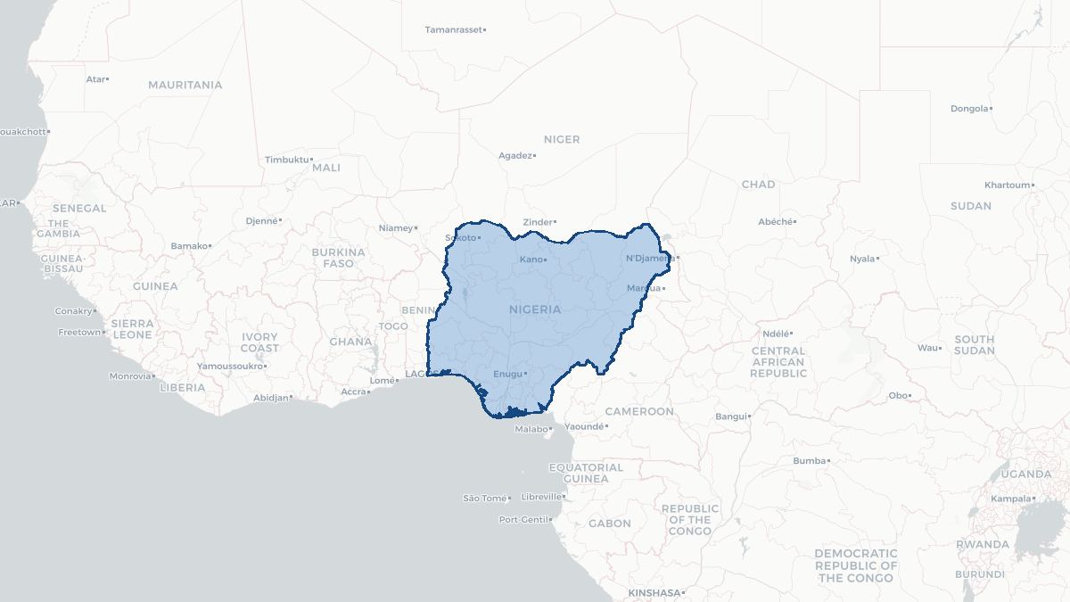 Karta over Nigeria