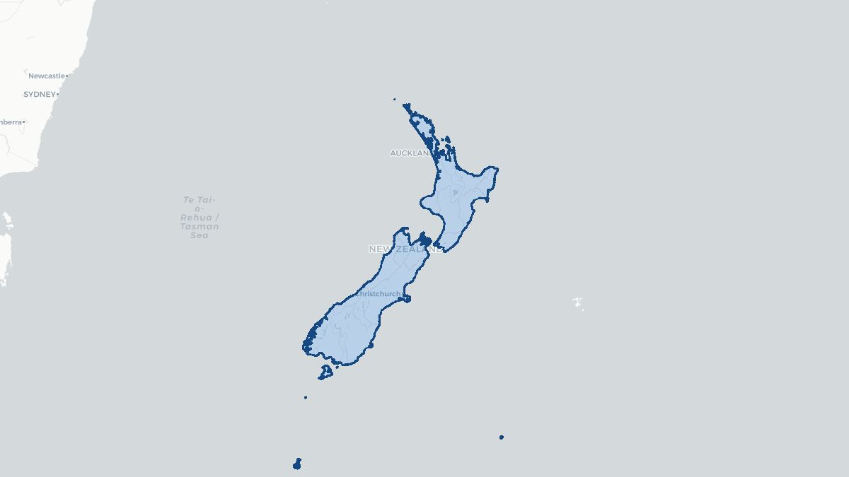 Karta over Nya Zeeland