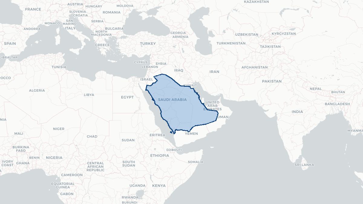 Karta over Saudiarabien