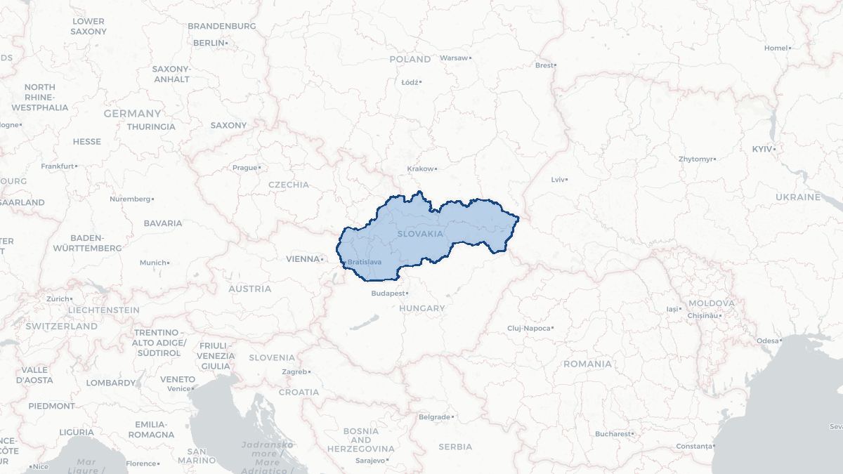 Karta over Slovakien