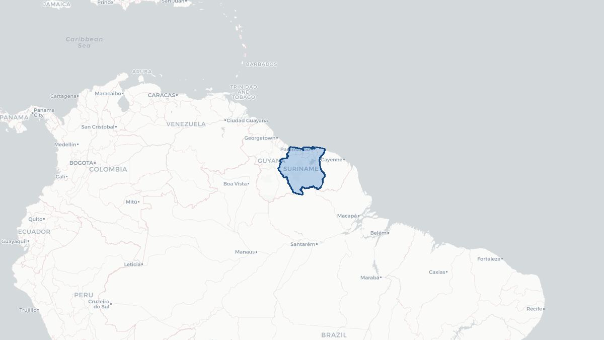 Karta over Surinam