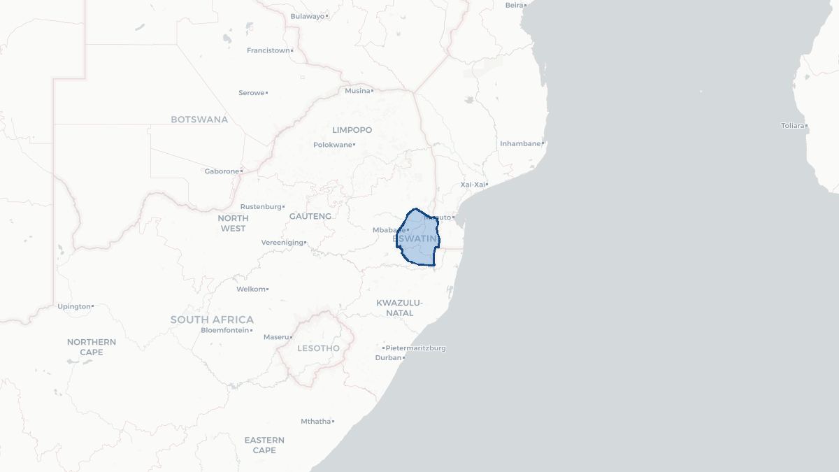 Karta over Swaziland