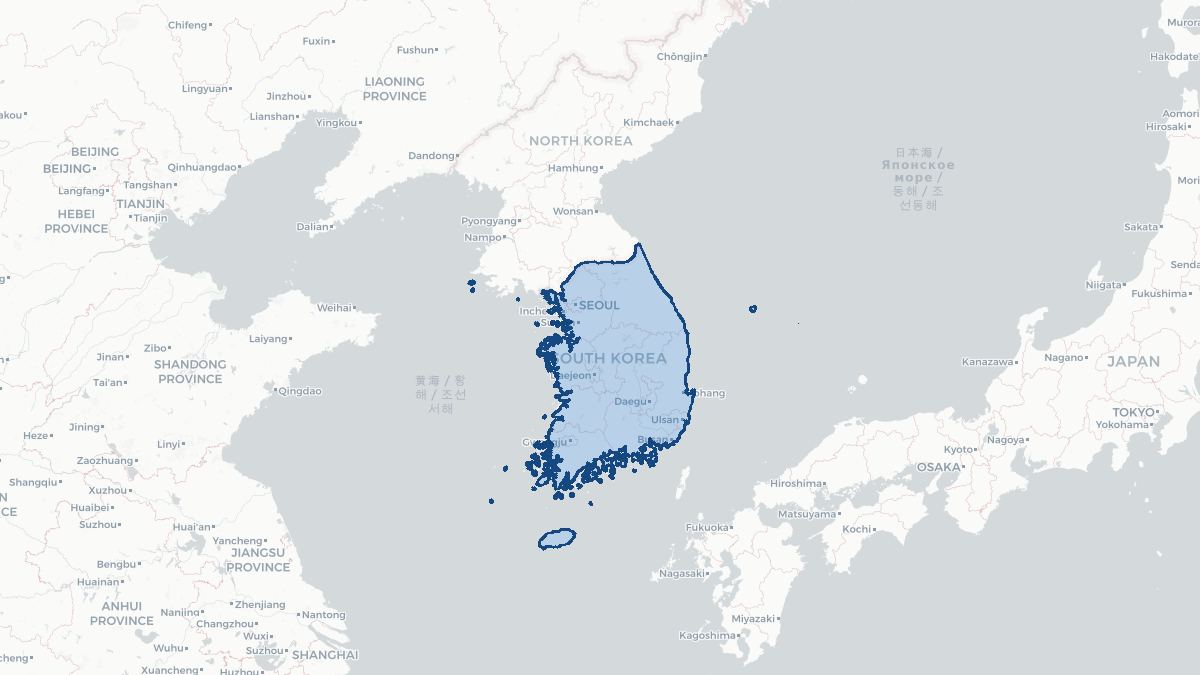 Karta over Sydkorea