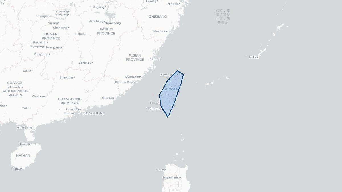 Karta over Taiwan