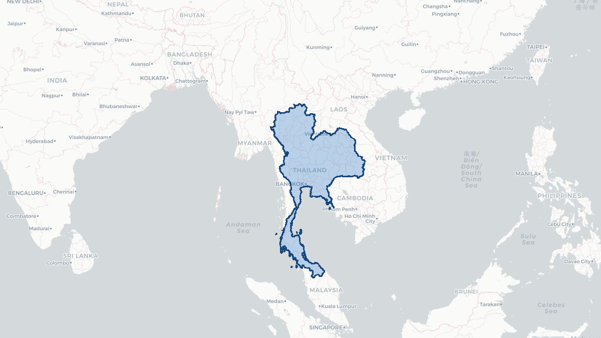 Karta over Thailand