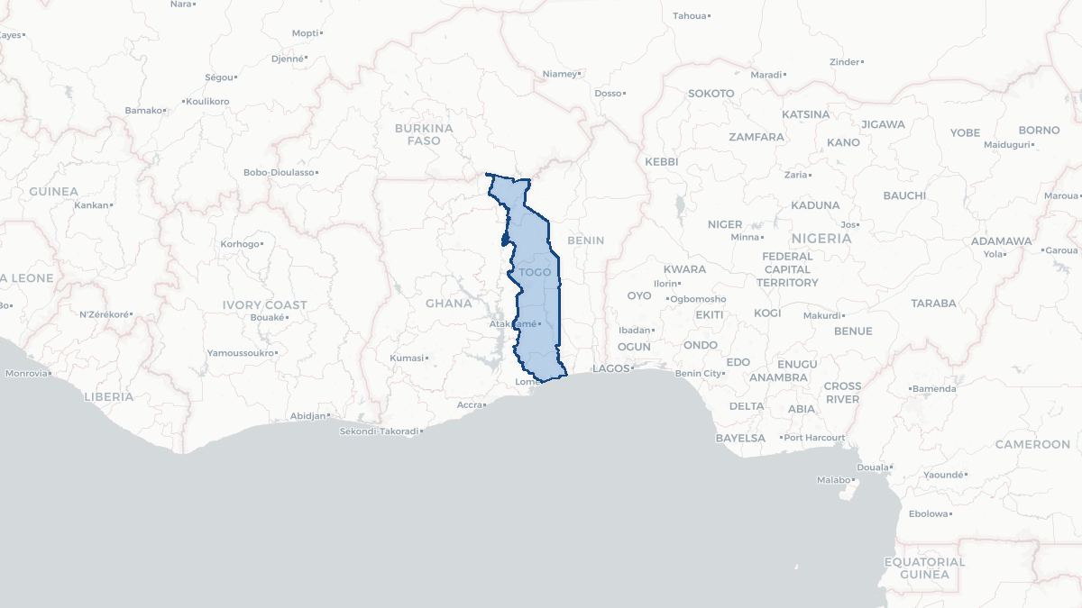 Karta over Togo