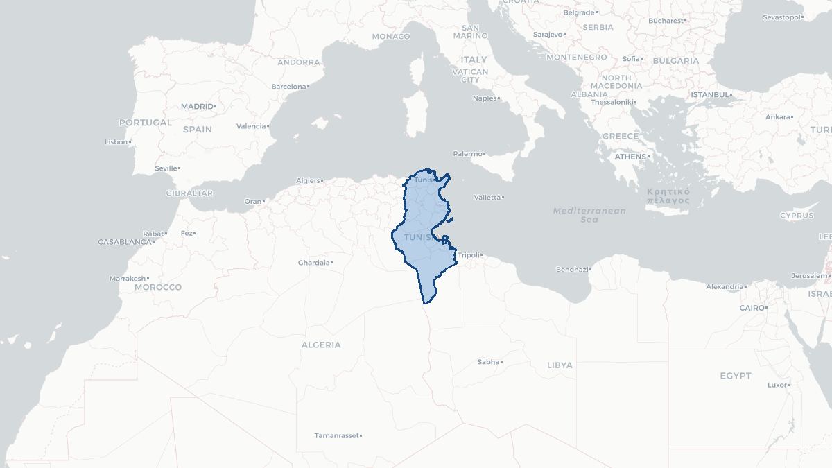 Karta over Tunisien