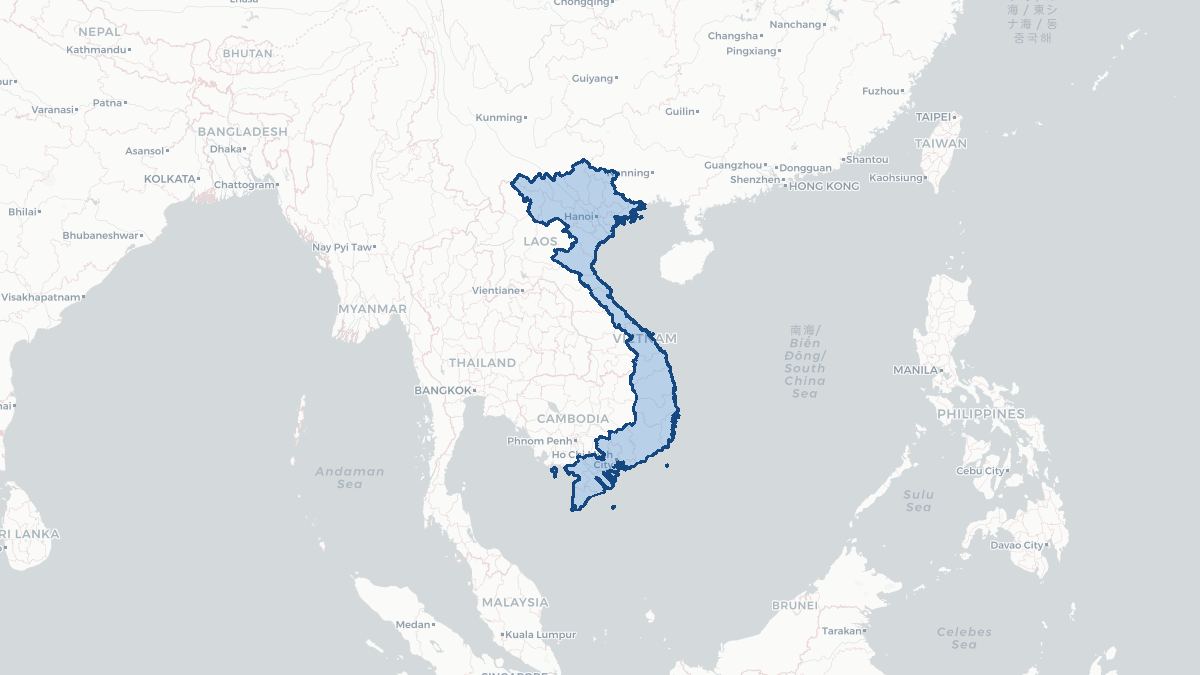 Karta over Vietnam